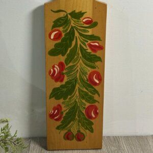 Hand Painted Wood Kitchen Wall Art Red Flowers PA Dutch Style Vermont